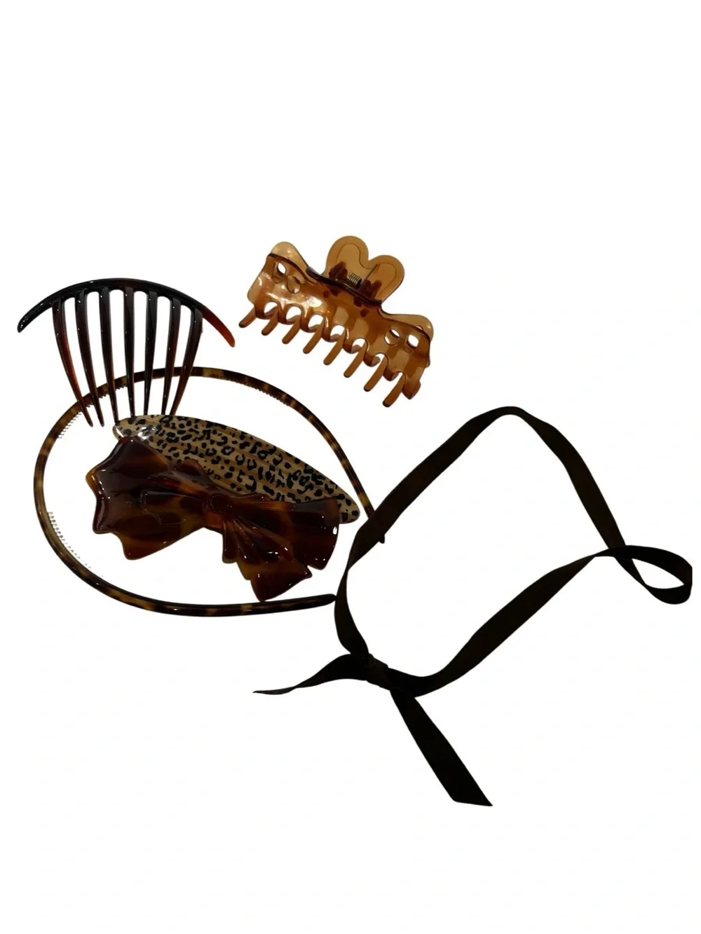 Vintage French Hair Accessories Tortoise Barrettes Headbands Made in France